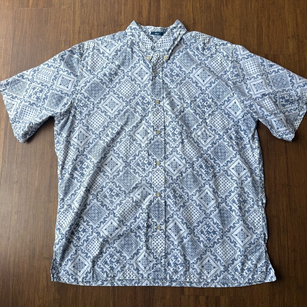 Reyn Spooner Shirt Lahaina Hawaiian Paisley Bandana 4th Blue Button XL Classic